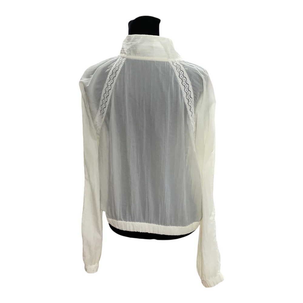 Adore Me Womens White Sheer Lace Trim Quarter Zip Windbreaker Jacket Size M - Picture 2 of 5